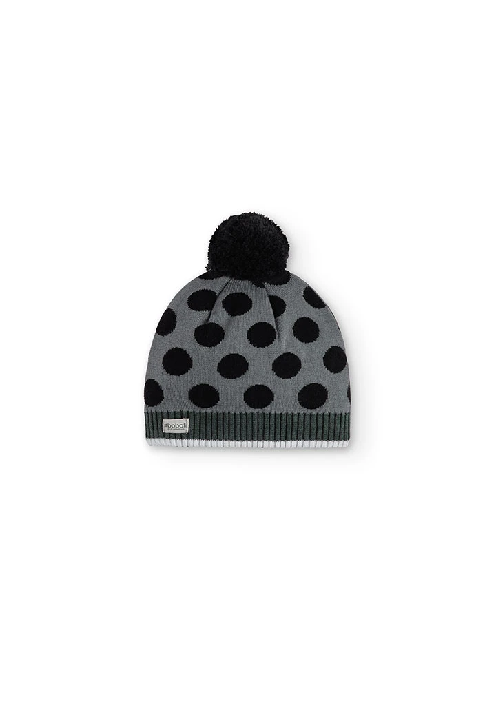 Bonnet tricoté a pois pour fille