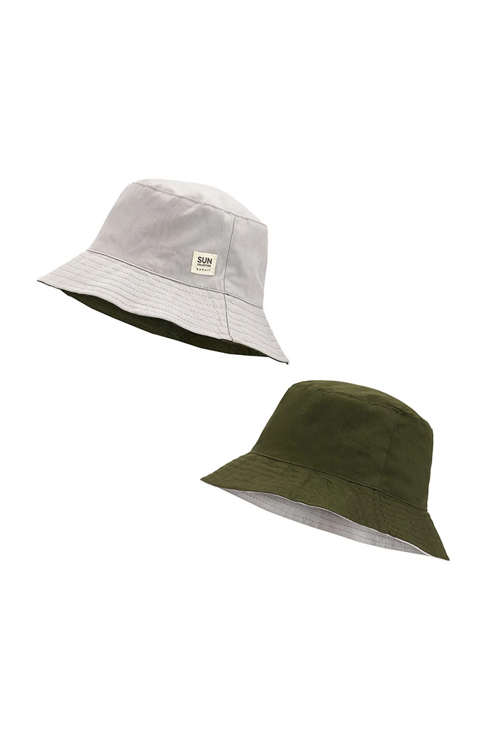 Bonnet en toile epaisse "safari" unisex reversible