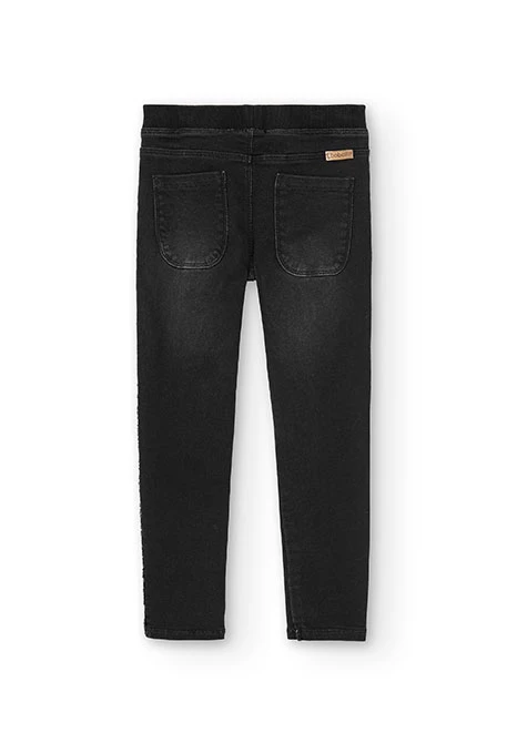 Calças denim elástico para menina