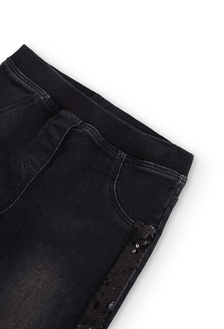 Calças denim elástico para menina