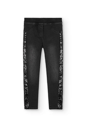 Stretch denim trousers for girl