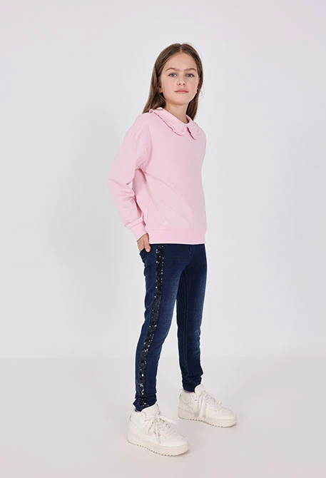 Pantalón denim punto elástico de niña