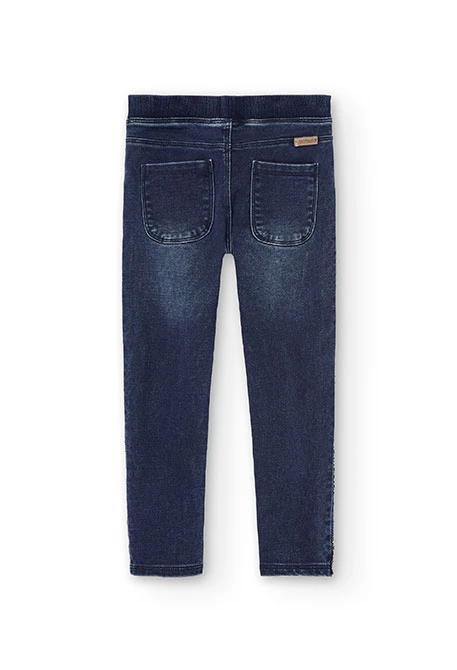 Calças denim elástico para menina