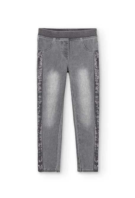 Calças denim elástico para menina