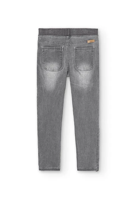 Calças denim elástico para menina