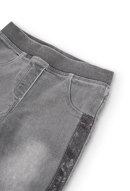 Calças denim elástico para menina