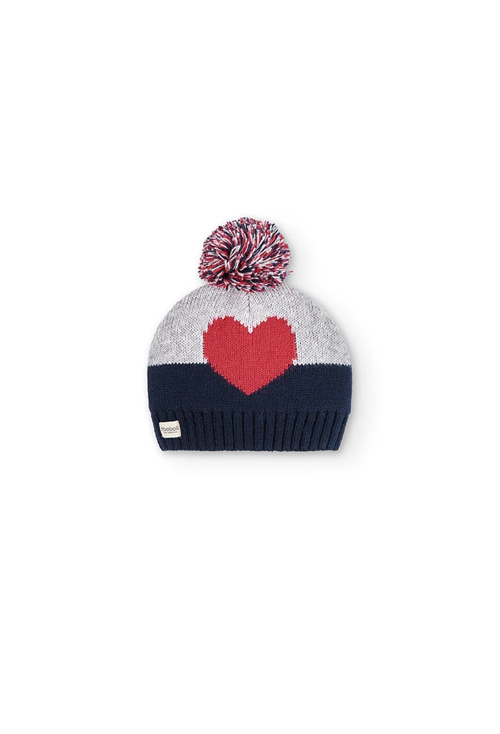 Bonnet tricoté "coeur" pour fille