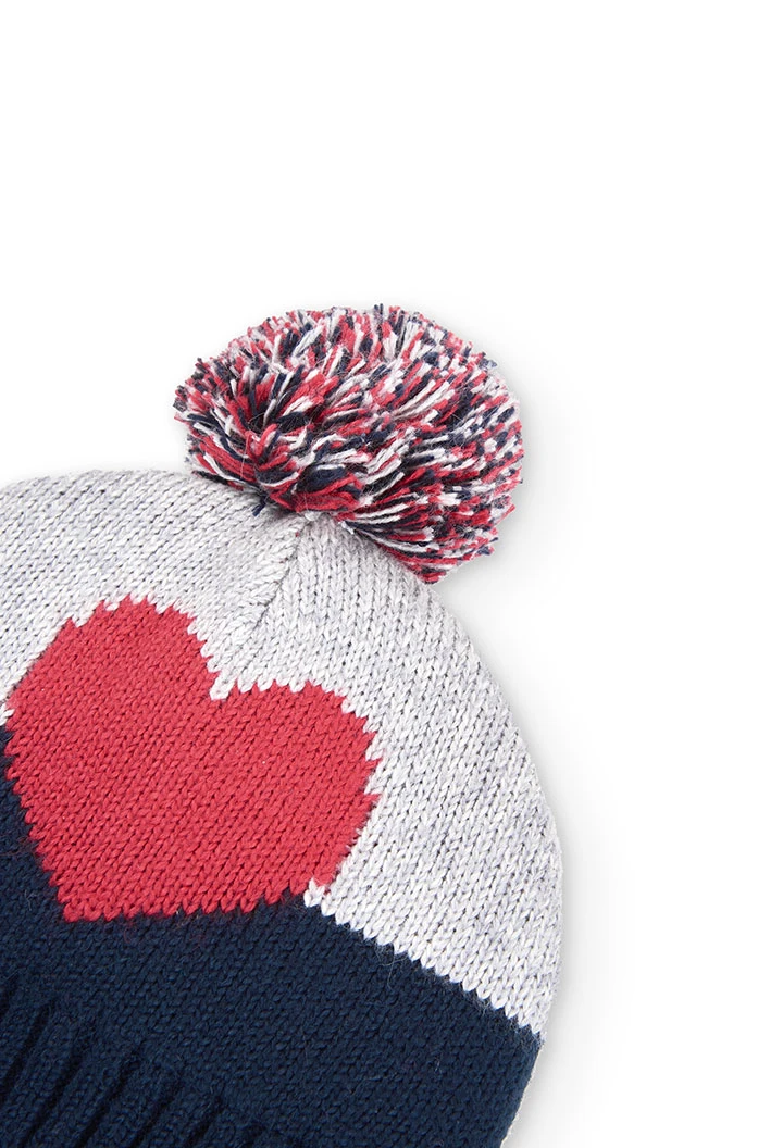 Bonnet tricoté "coeur" pour fille