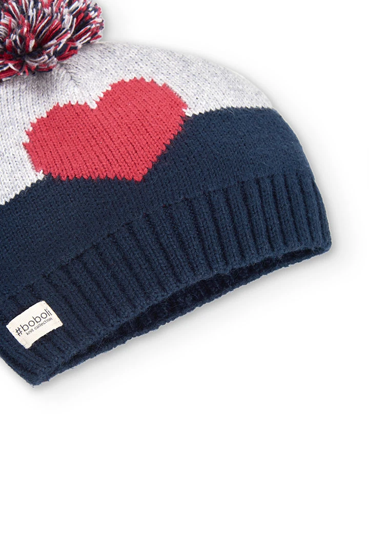 Bonnet tricoté "coeur" pour fille