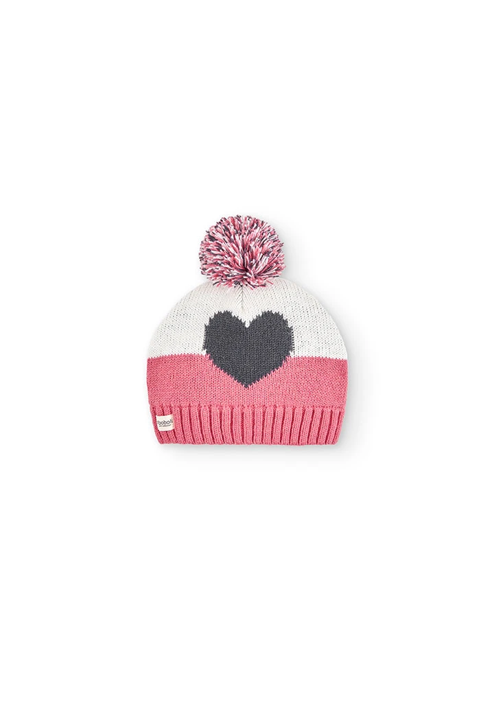 Bonnet tricoté "coeur" pour fille