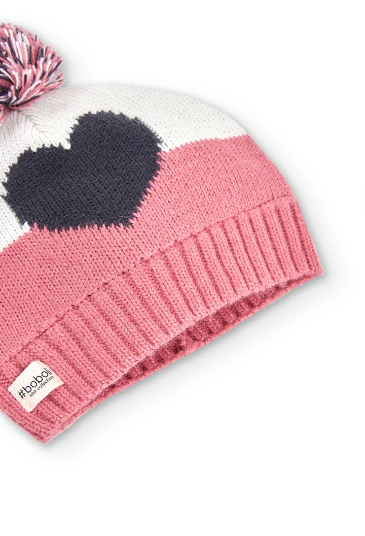 Bonnet tricoté "coeur" pour fille
