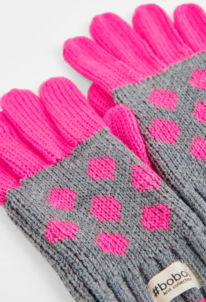 Knitwear gloves polka dot for girl