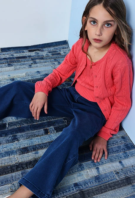 Vaquero acampado de niña en color azul