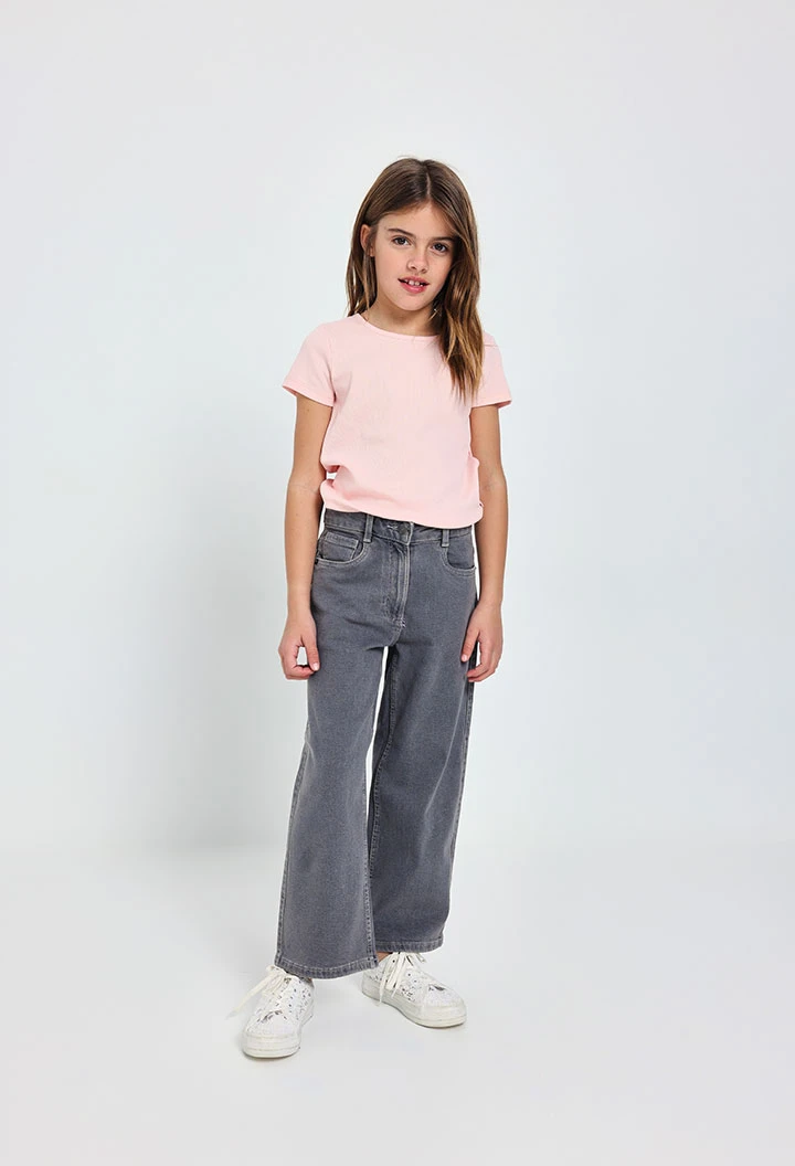 Pantalon en denim stretch gris pour fille