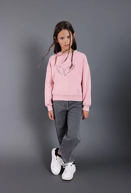 Pantalón denim elástico gris de niña