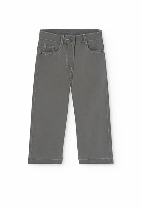 Girls' grey stretch denim trousers