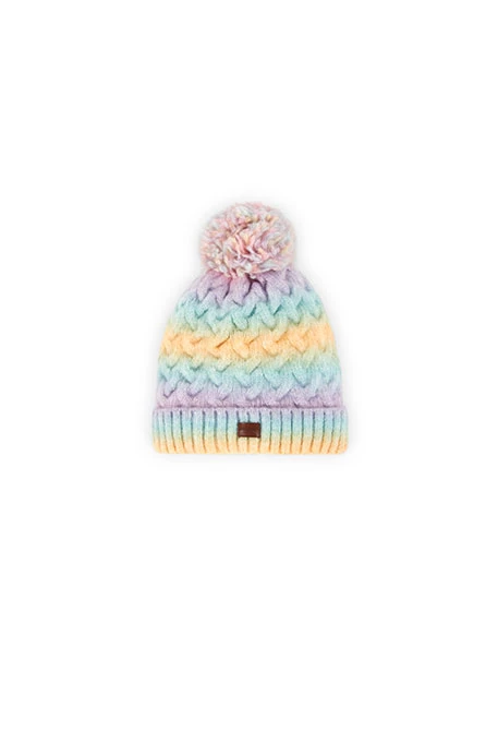 Cappellino multicolore con pompon
