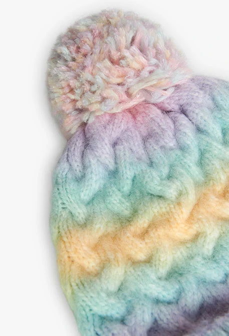 Bonnet multicolore à pompon