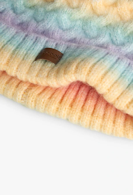 Bonnet multicolore à pompon
