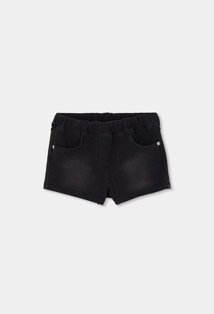 Schwarze Denim-Fleece-Shorts Mädchen
