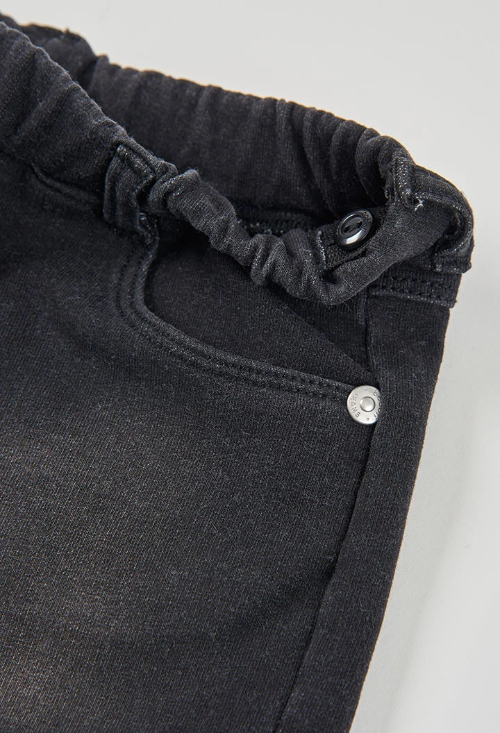 Black denim fleece shorts