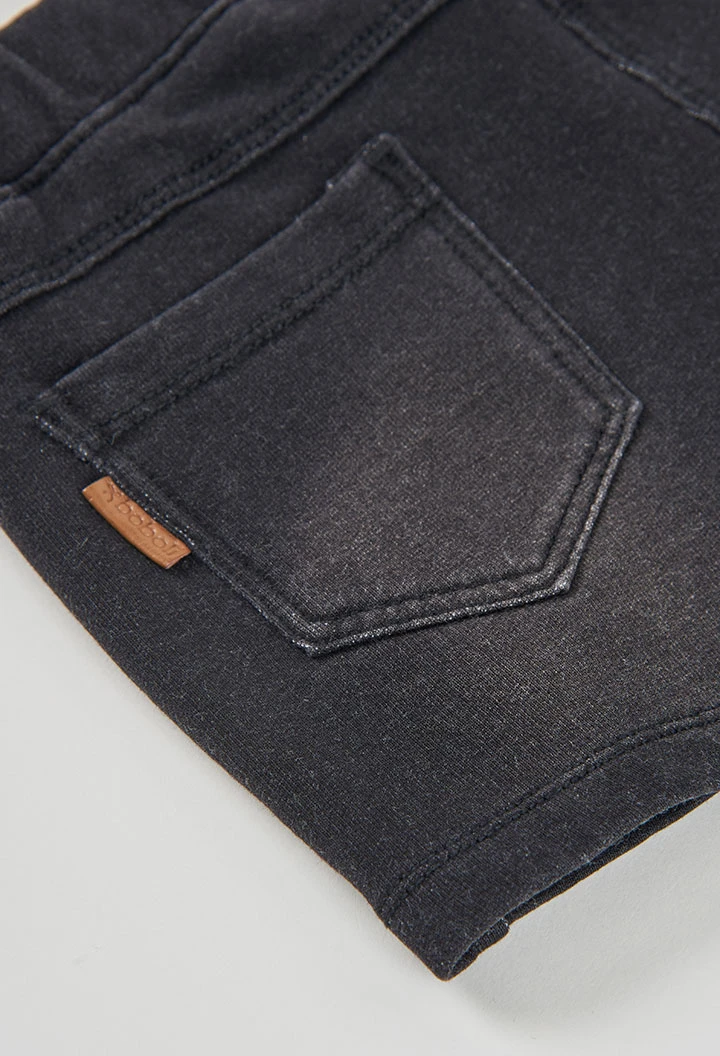 Schwarze Denim-Fleece-Shorts Mädchen