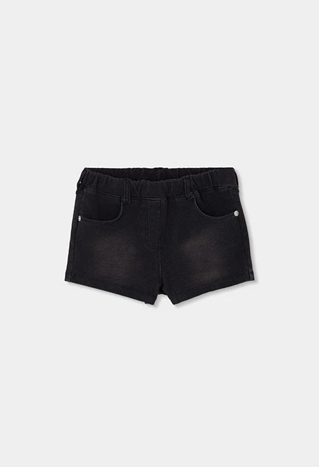 Schwarze Denim-Fleece-Shorts Mädchen