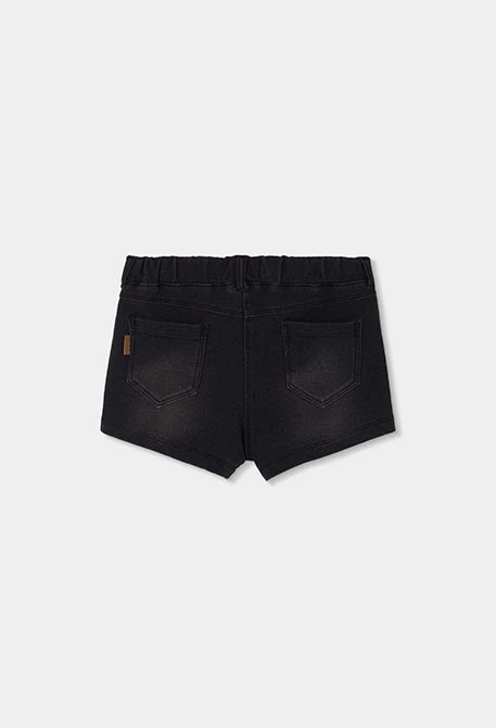 Black denim fleece shorts