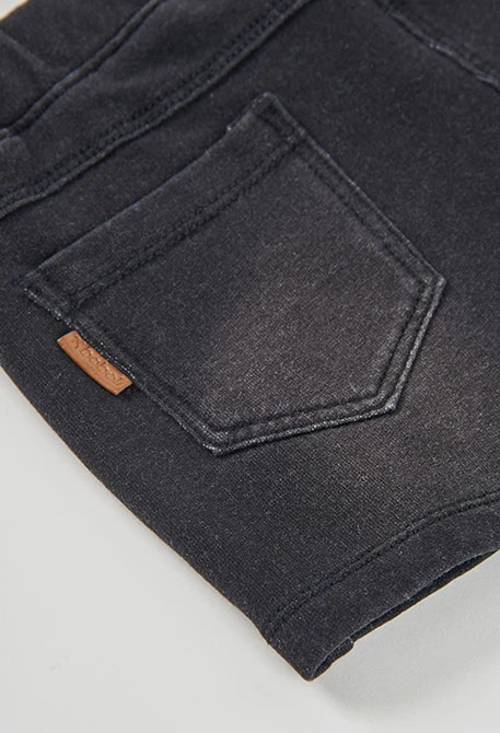 Black denim fleece shorts