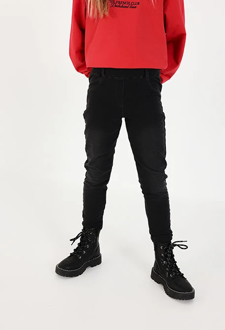Pantalon fille en molleton denim noir