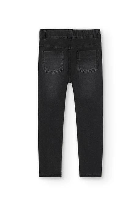 Pantalon fille en molleton denim noir