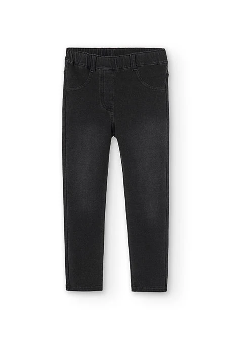 Pantalon fille en molleton denim noir