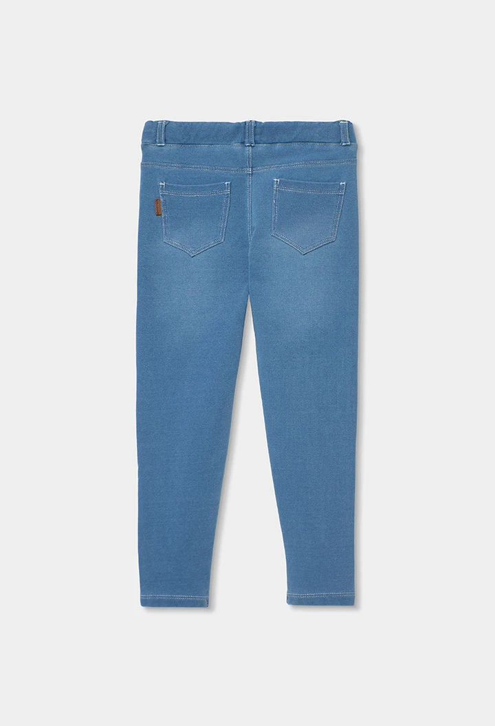 Pantalón niña felpa denim bleach