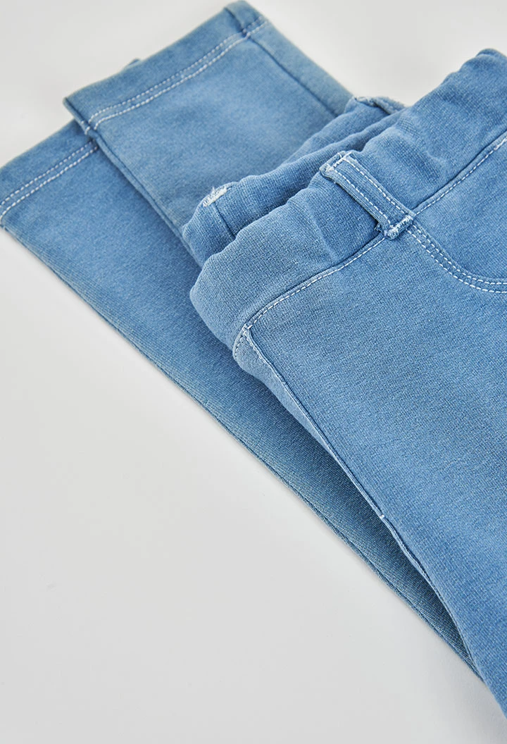 Calças menina em felpa denim bleach