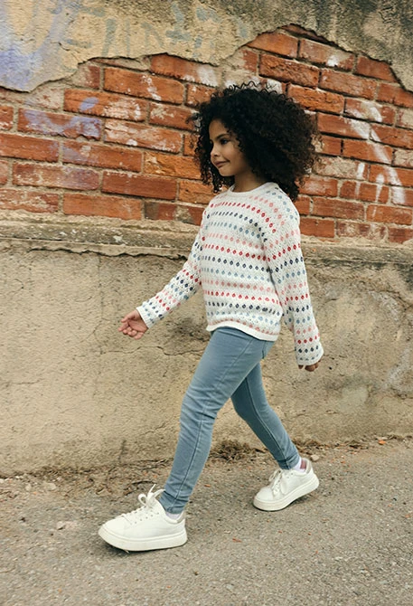 Pantalon fille en molleton denim bleach