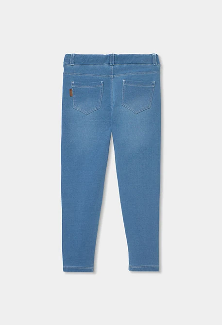 Pantalón niña felpa denim bleach