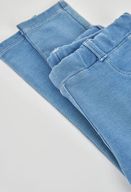 Pantalón niña felpa denim bleach