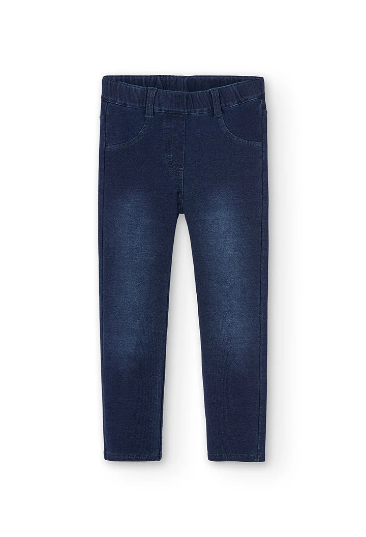 Pantalón niña felpa denim azul
