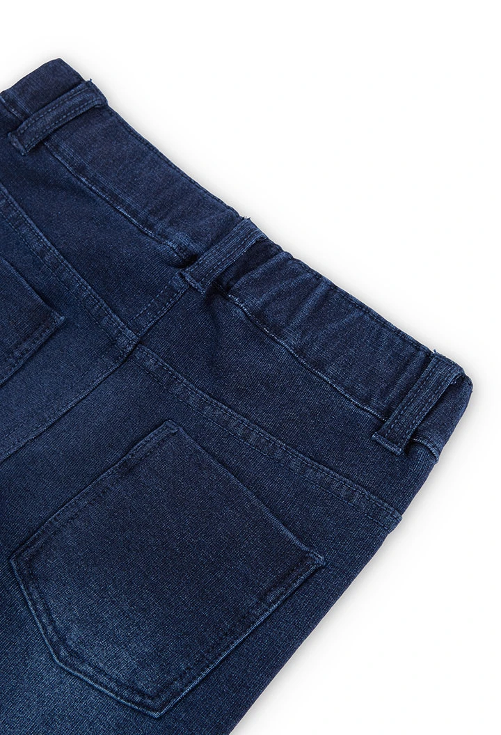 Pantalón niña felpa denim azul