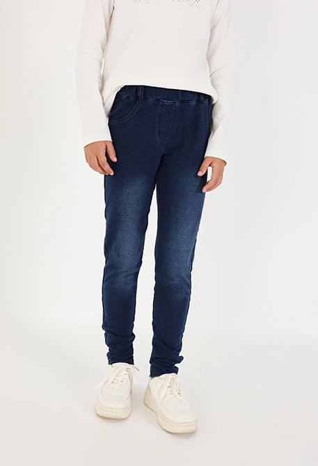 Mädchen-Sweathose aus Denim-Fleece in Blau