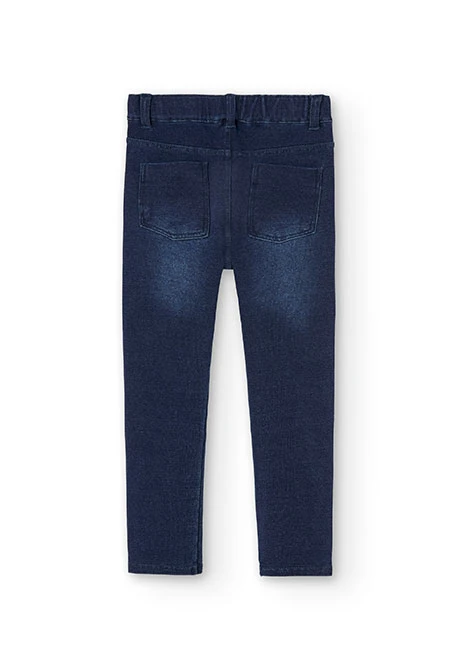 Pantalon fille en molleton denim bleu