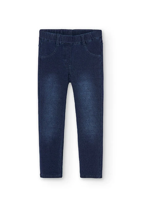Calças menina em felpa denim azul