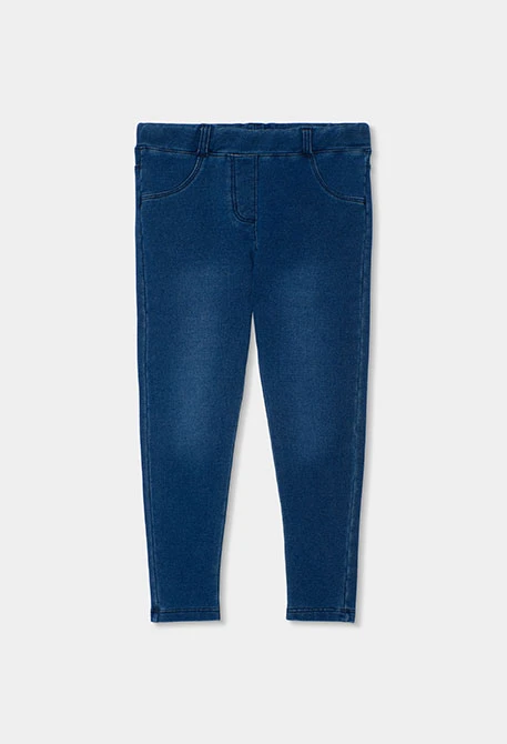 Calças menina em felpa denim azul