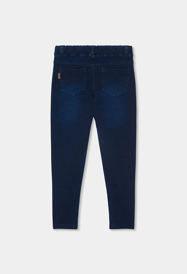 Pantaloni bambina in felpa denim blu navy