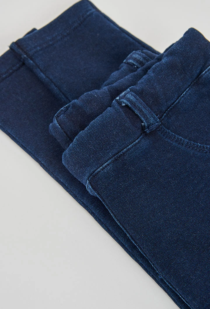 Calças menina em felpa denim azul-marinho