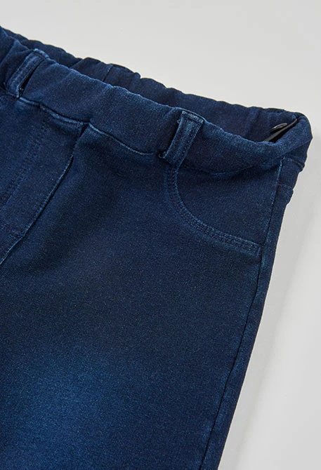 Calças menina em felpa denim azul-marinho