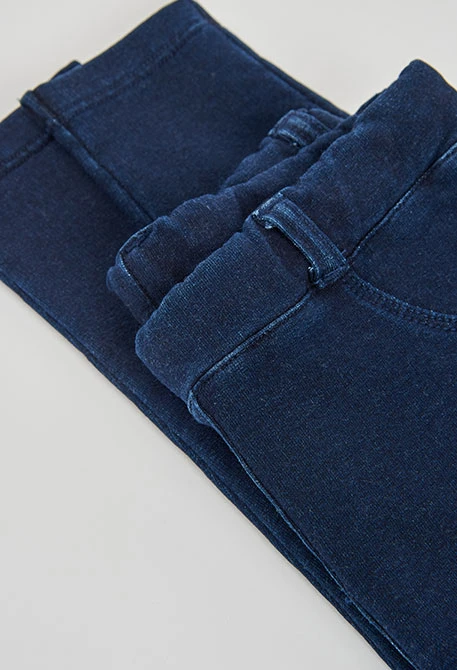 Calças menina em felpa denim azul-marinho