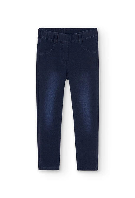 Calças menina em felpa denim azul-marinho