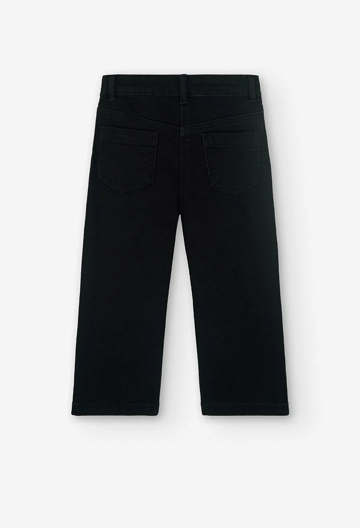 Pantaloni bambina in denim elastico neri