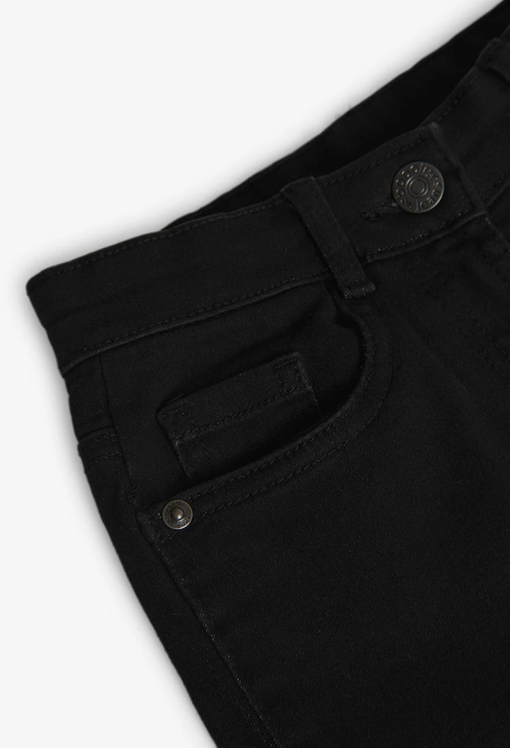 Pantalon fille en denim élastique noir